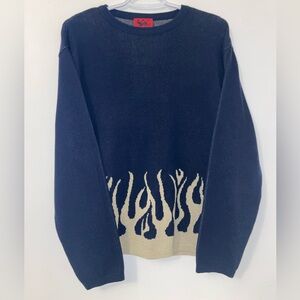 Navy and tan Flame Sweater